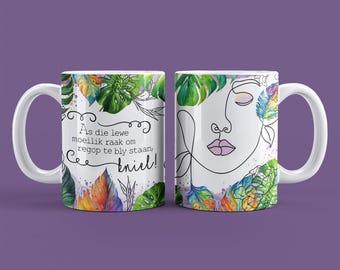 11oz Afrikaanse Beker Ontwerp | Inspirasie vir die Dag | Christen Geskenk vir 'n vriendin | Motiverende Koffiebeker Design