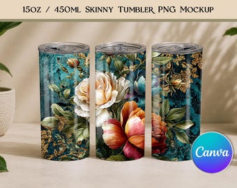 15oz Skinny Tumbler Mockup PNG | 450ml Skinny Sublimation Canva Mockup | Transparent Product Mockup | Digital Download