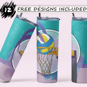 Netball Skinny Tumbler Sublimation Design PNG, Netball Tumbler Wrap, Netball Sublimation Tumbler PNG, 20oz Skinny Tumbler PNG