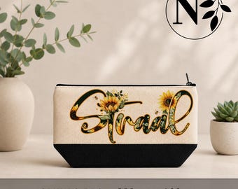 Afrikaans Makeup Bag PNG | Straal | Sunflower Floral Canvas Bag Design | Cosmetic Bag Sublimation | Digital Download | Sonneblom sakkie