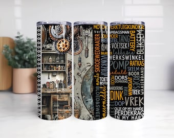 Afrikaanse Motorwerktuigkundige gobelet skinny Sublimation Design PNG, afrikaans 20 oz, afrikaans vadersdag sud-africain PNG, 20 oz mécanicien