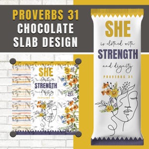 Christian Woman – She is clothed in strength and truth (Proverbs 31) – Chocolate Slab Wrapper