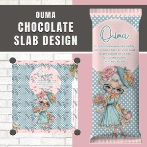 Afrikaanse  Moedersdag Ouma Sjokolade Slab Ontwerp | Ouma Geskenk idee