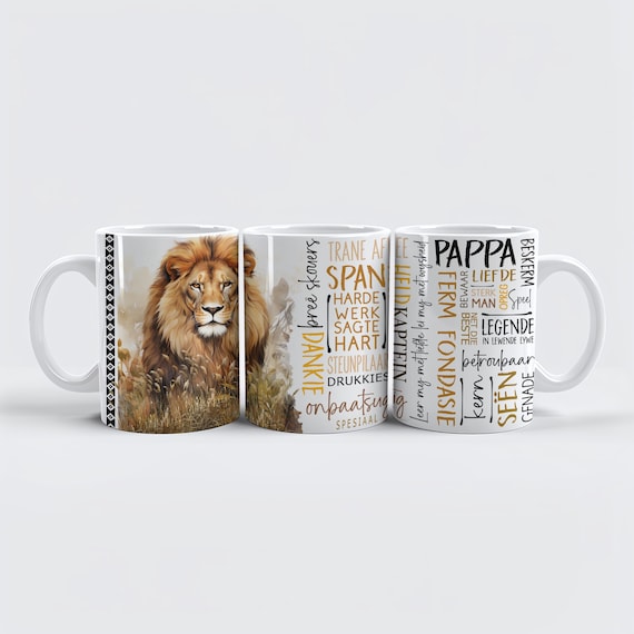 Afrikaanse Pappa 11oz Ceramic Mug Design PNG, Afrikaans Mug for dad, South African Afrikaans Vadersdag PNG, 11oz Fathersday Coffee Mug