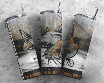 Manne Modder & Monsters PNG | Afrikaans Baber Visvang Tumbler Design | 20oz Skinny Tumbler Sublimation PNG | BABER