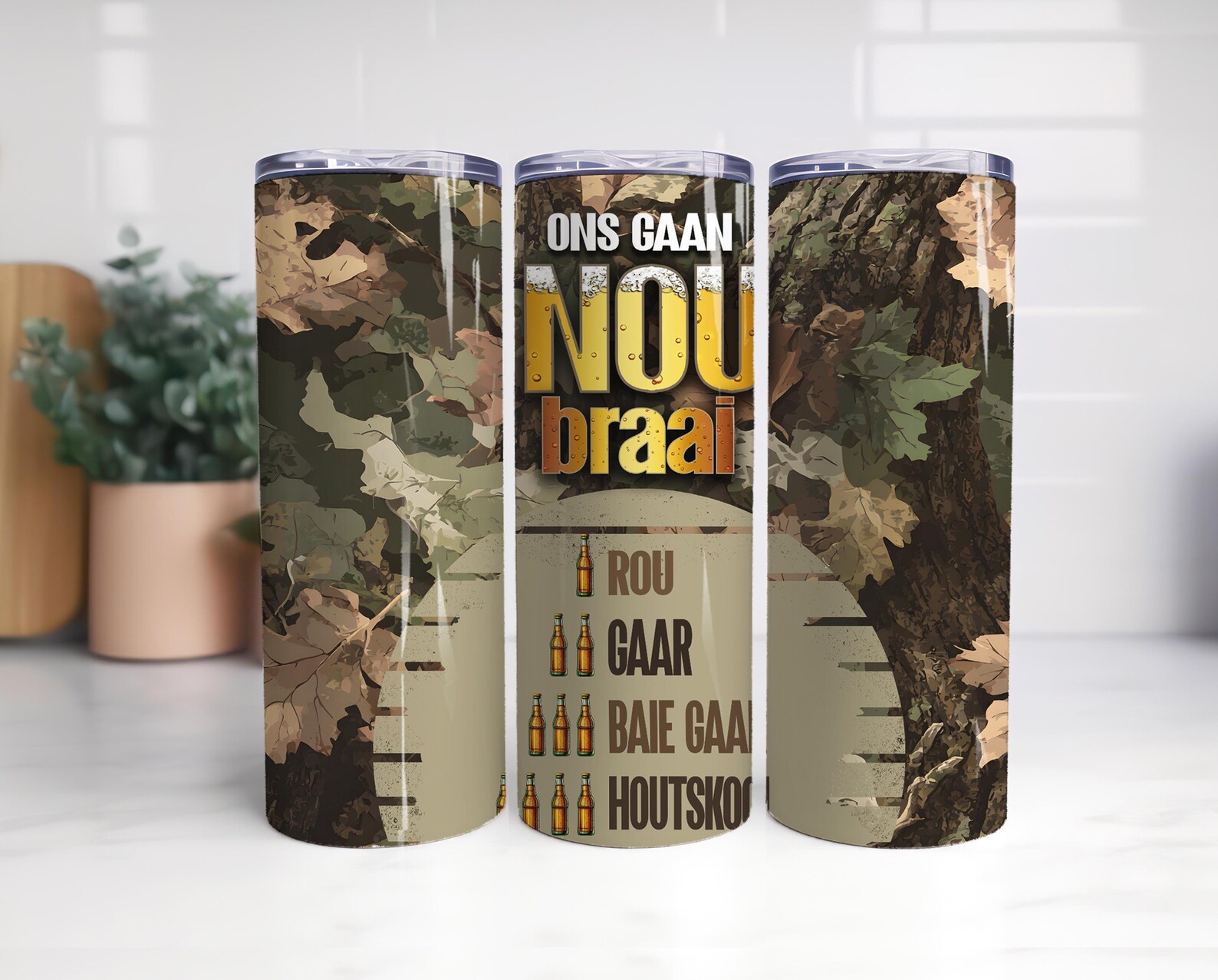 20oz Afrikaans Braai Humor Tumbler | Ons Gaan NOU Braai, Braai Dag ...