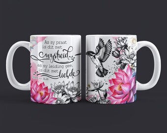 11oz Spreuke 31:26 Ceramic beker Ontwerp | Afrikaanse Christelike Beker | Sy praat met wysheid Sublimasie PNG