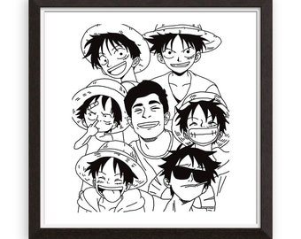 VOLGENDE DAG Gepersonaliseerde tekening / kunst / portret - verjaardag / Kerstmis / koppel aanwezig / last minute cadeau - anime / One Piece cadeau