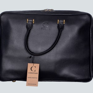 Premium Personalized 16&#39;&#39; Leather Laptop Bag, Business Leather Bag, Professional Organizer for Men & Women easy to carry, Best Gift