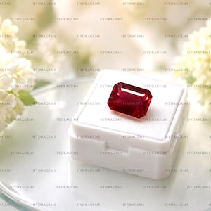 Rubí de Mozambique de 9,80 quilates, color rojo oscuro, talla esmeralda, natural, certificado, gema suelta para la fabricación de joyas, piedra de nacimiento de julio, regalo para ella.