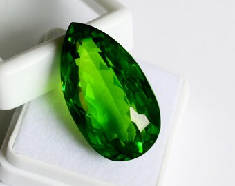 Best and Beautiful Peridot Gemstone For Jewelry AAA Fine Quality Faceted Pear Shape Green Peridot 45 Ct Approximate Certified Loose Gemstone
