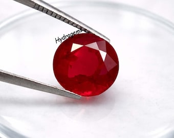 Rubis naturel 7 carats, sang de pigeon rouge foncé birman (Myanmar), rubis rare, juillet, pierre de naissance ronde, non traitée, rubis de luxe en vrac, 7 carats