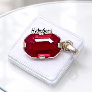 天然ルビーレッドエメラルドカットペンダント 925スターリングシルバー 7月の誕生石 ステートメントジュエリー サマーフェストギフトセール モザンビーク産宝石