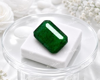 Natural Zambian Emerald 15 Ct Faceted Emerald Cut Loose Gemstone Deep Forest Green Certified Emerald for Ring Pendant Jewelry Making Gift