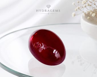 Natural Mozambique Red Ruby Cabochon 5 Ct Oval Cut Certified Loose Gemstone Deep Cherry Red Ruby July Birthstone Engagement Ring Gem