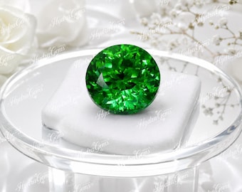 Natural 10 Carat Tsavorite Garnet Round Cut Kenyan Vibrant Green Loose Tsavorite Certified Rare Green Garnet Ring Stone Summer Sale Discount