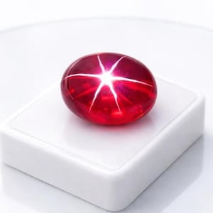 10 Ct Deep Red Cabochon Natural Burmese Star Ruby Rare Intense 6 Ray Asterism Egg Shape Certified Gemstone with BOGO Offer & Fast Shipping