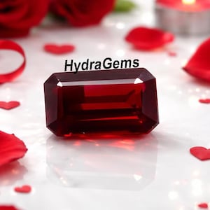 Rubí sangre de paloma birmano real de 14 quilates con corte esmeralda, gema certificada de primera calidad para compromiso con halo y regalo de lujo para San Valentín.