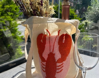 Punch Needle, Punch Needle Bag, Bag, Favor, Gift, Lobster, Tote Bag