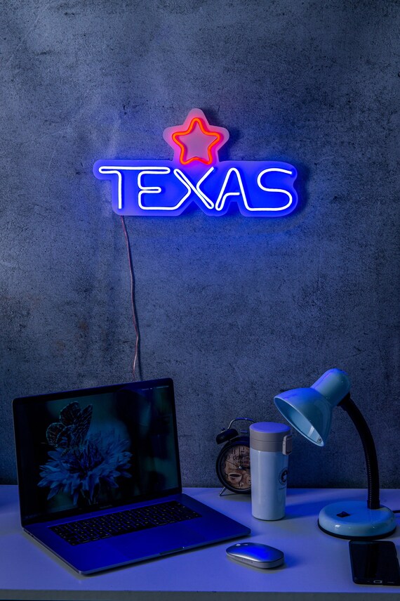 Texas Neon Sign Neon Sign Wall Decor Handmade Neon Wall - Etsy