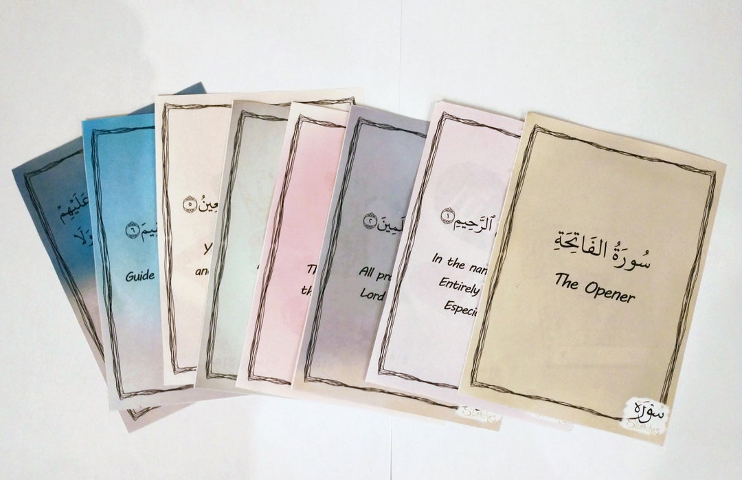 Surah Al Fatiha Flashcards for Kids Qur'an Instant Etsy UK