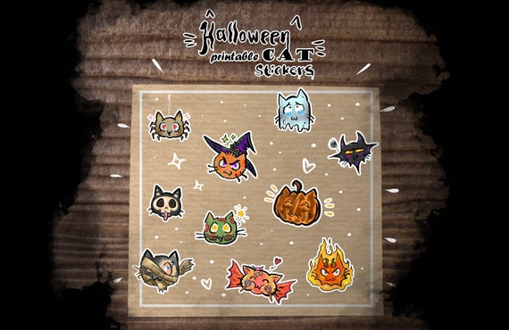Halloween Cat Kitty Cute Spooky Creepy Printable Clipart - Etsy
