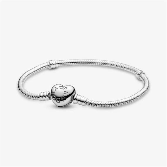 was houder zondag Pandora S925 Sterling Silver Bracelet Heart Clasp Snake Chain - Etsy België