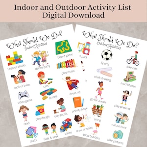 Kids Activity List, Bored List, Visual Choice List, Activity Ideas, Play Ideas