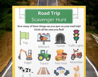 Road Trip Scavenger Hunt: Kids Travel Activity (Digital Download)