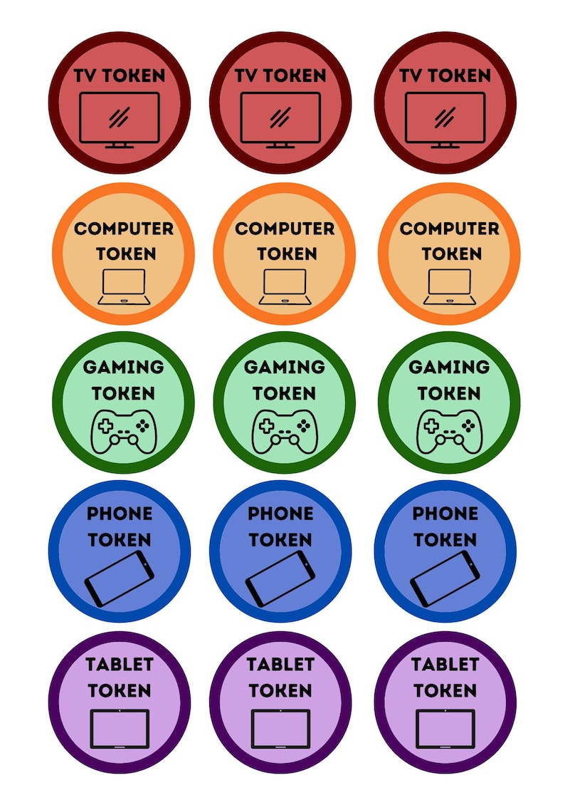 Screen Time Tokens Digital Download, Screen Time Management - Etsy