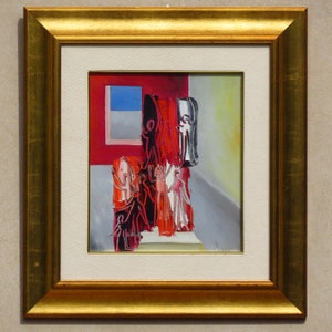 Pino Caruso (1922 - 1993) "surrealist characters" oil on canvas