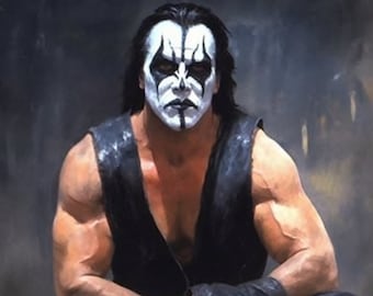 Wrestling Oil Portrait Print