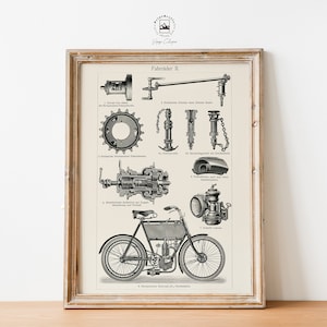 Motorcycle Patent Drawing Digital Print, Bicycle Gift, Motorbike Wall Art, Motorcycle Blueprint Poster. Garage Wall Art, Bike Gift