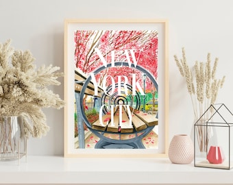 Autumn in New York City Art Print, Vibrant NYC Poster, Perfect Gift for NYC Lover
