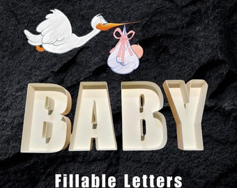 Baby Fillable Letter Box , Fillable Baby Tray , Baby Shower Tray , Fillable Letters Baby , Charcuterie letters for baby shower , Baby reveal