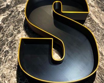 Fillable letters and numbers, Reusable charcuterie serving trays, Black and gold rim