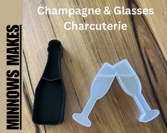 champagne glasses charcuterie fillable shapes , fillable celebration shapes , charcuterie letters , Food Letter Tray , reusable shape box