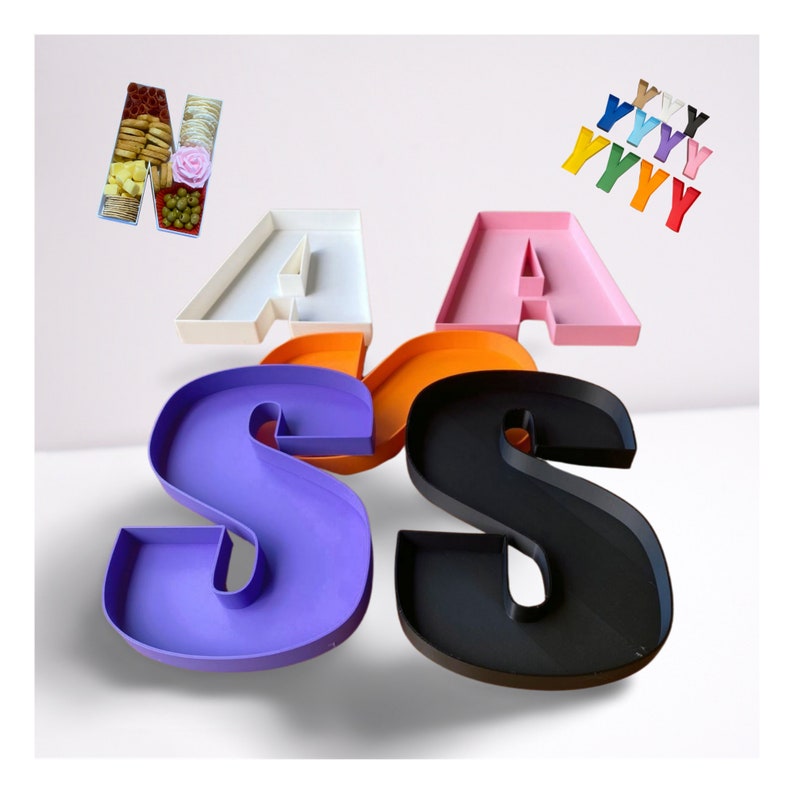 3D Printed Fillable Party Letters: 24cm PLA Charcuterie Trays - Etsy