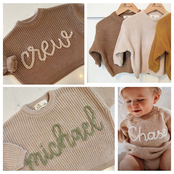 Custom Name Baby Sweater, Personalized Embroidered Baby Name Sweater, Cute Toddlers Name Sweater, Gifts for Baby Shower, Christmas, Birthday