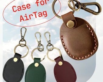 Personalized Leather AirTag Keychain Holder Custom Laser Engraved Keyring and Key Fob Gift for Him Men