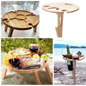 Personalisierter Picknick-Weintisch, faltbares Wein-Picknicktisch-Charcuteriebrett im Freien, Einweihungsgeschenk für Hinterhof, Strand-Camping-Liebhaber