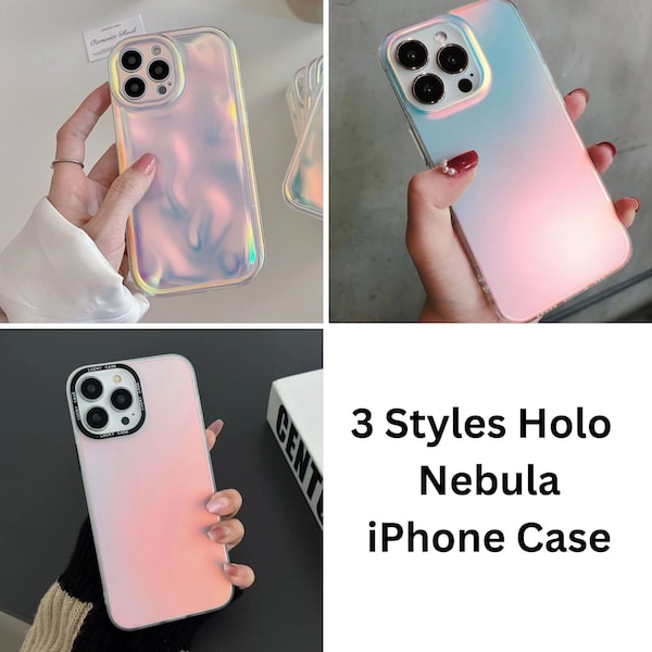 Holographic Nebula iPhone Case | Gradient Holo iPhone Case | Phone Case Cover for  iPhone 15 14 13, iPhone 15 14 Plus, 15 14 13 Pro, Pro Max