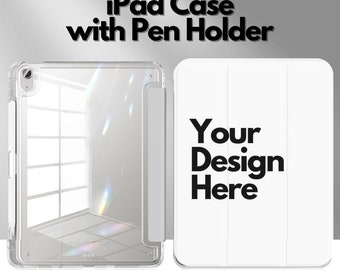 Your Own Design Pattern iPad Case with Pen Slot, Clear iPad Pro Cover, Case for iPad Pro 12 11, iPad 10 9, iPad Air 5 4, iPad Mini