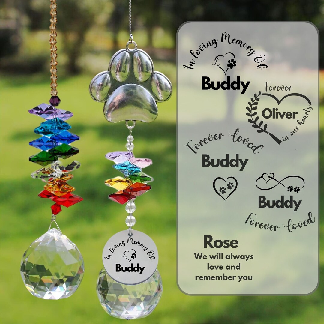 Rainbow Bridge Pet Sun Catcher, Custom Pet Memorial Suncatcher, Rainbow ...