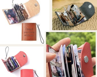 Personalized Mini Photo Album Keychain, Up to 20 Custom Photo Keychain,  Leather Photo Book Keychain for Anniversary Birthday Christmas Gift