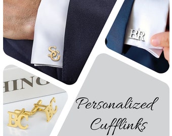 Personalized Initials Cufflinks, Custom Name Cufflinks, Initial Letter Cufflinks, Groom Cufflinks, Wedding Cufflinks, Groomsmen Gift for Men