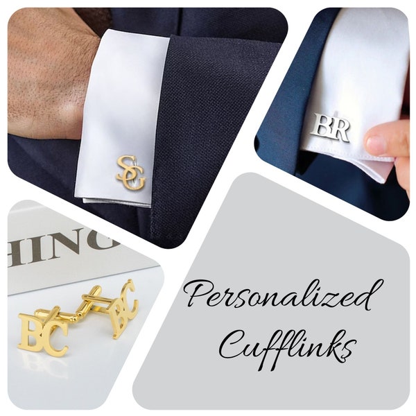 Personalized Initials Cufflinks, Custom Name Cufflinks, Initial Letter Cufflinks, Groom Cufflinks, Wedding Cufflinks, Groomsmen Gift for Men