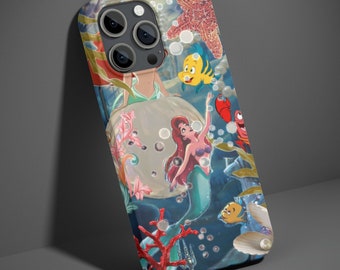 Coque pour iPhone 15 14 13 12 Pro Max, Galaxy S24 S23 S22 Ultra Plus, jolie bande dessinée sirène pour album, collage