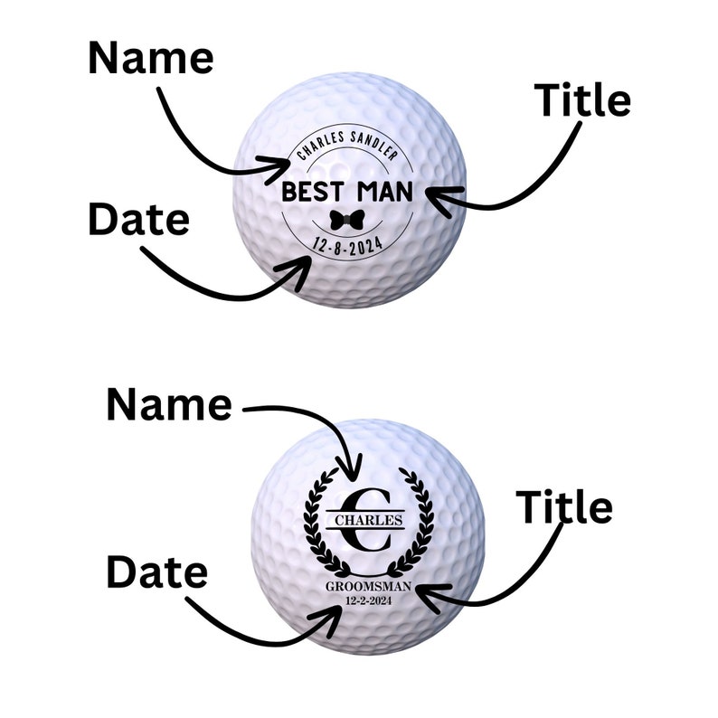 Pelota de golf personalizada para el regalo de los padrinos del padrino, pelota de golf de la propuesta del padrino, regalo de los padrinos, propuesta de pelota de golf personalizada de los padrinos, única imagen 3