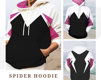 Pink Spider Hoodie, Ghost Spider Hoodie for Girl, Spider Gwen Sweatshirt, Hooded Pullover Streetwear, Spider Girl Costume